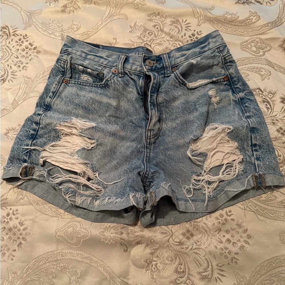 American Eagle Blue Distressed Jean Shorts